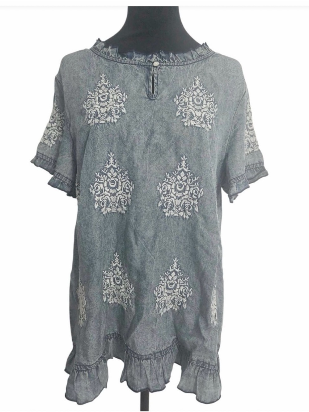 Sundance Texana embroidered chambray peasant blouse